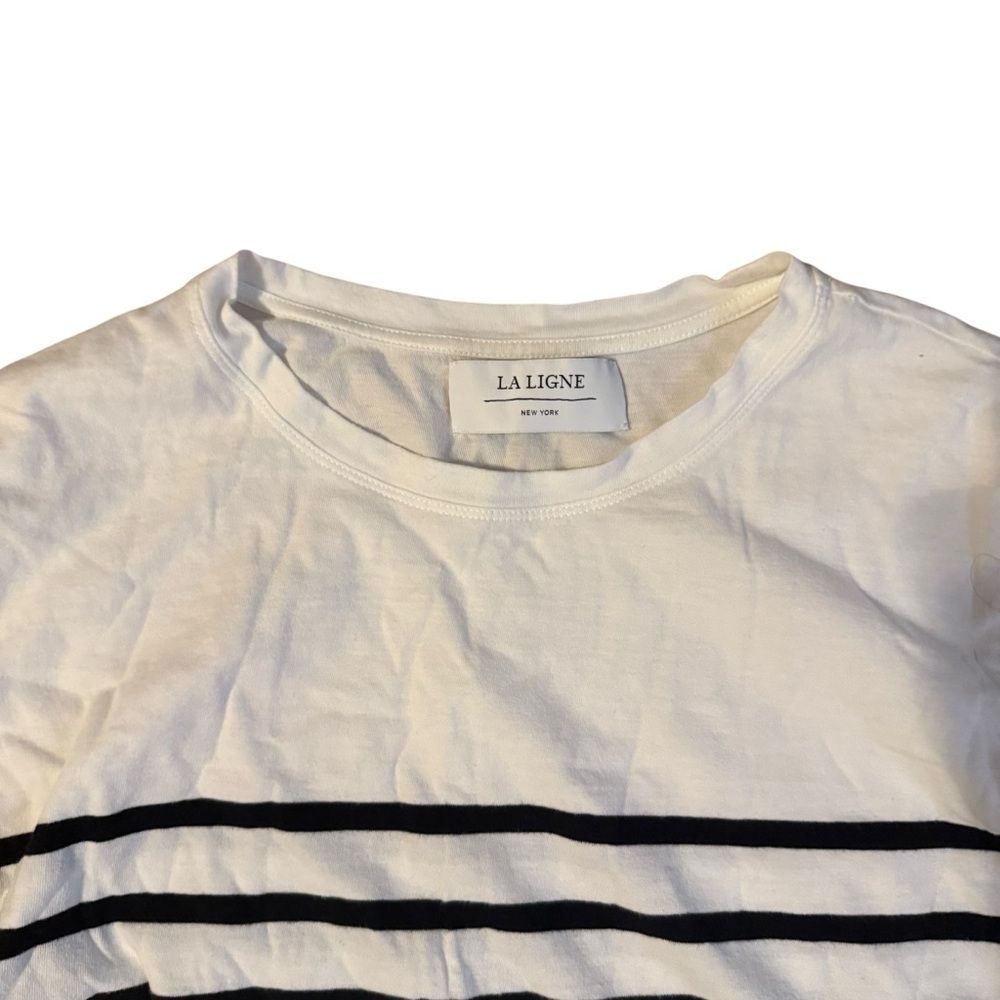 La Ligne Lean Lines Tee In White Black Size Medium - Picture 4 of 5